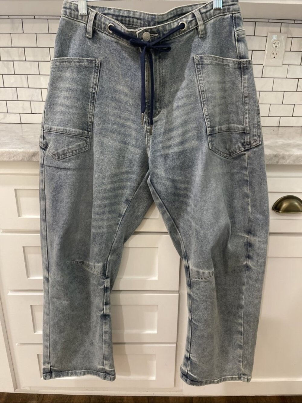 So Me Barrel Jeans Womens Large 29 Blue Baggy Deep Pockets‎ Light Wash Denim